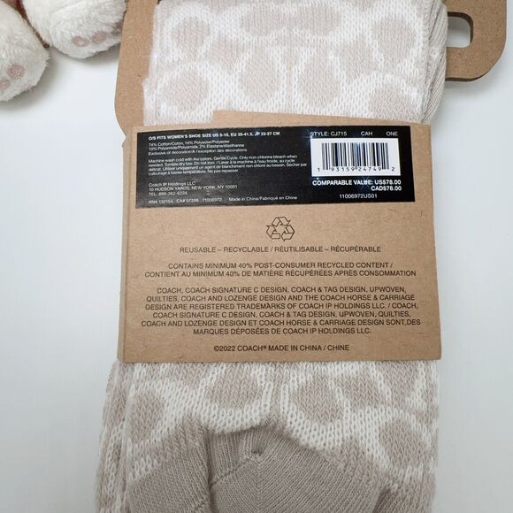 Coach CJ715 Cute Rainbow Signature Calf Length Socks Set Of Two NWT Org $78 - Picture 3 of 4